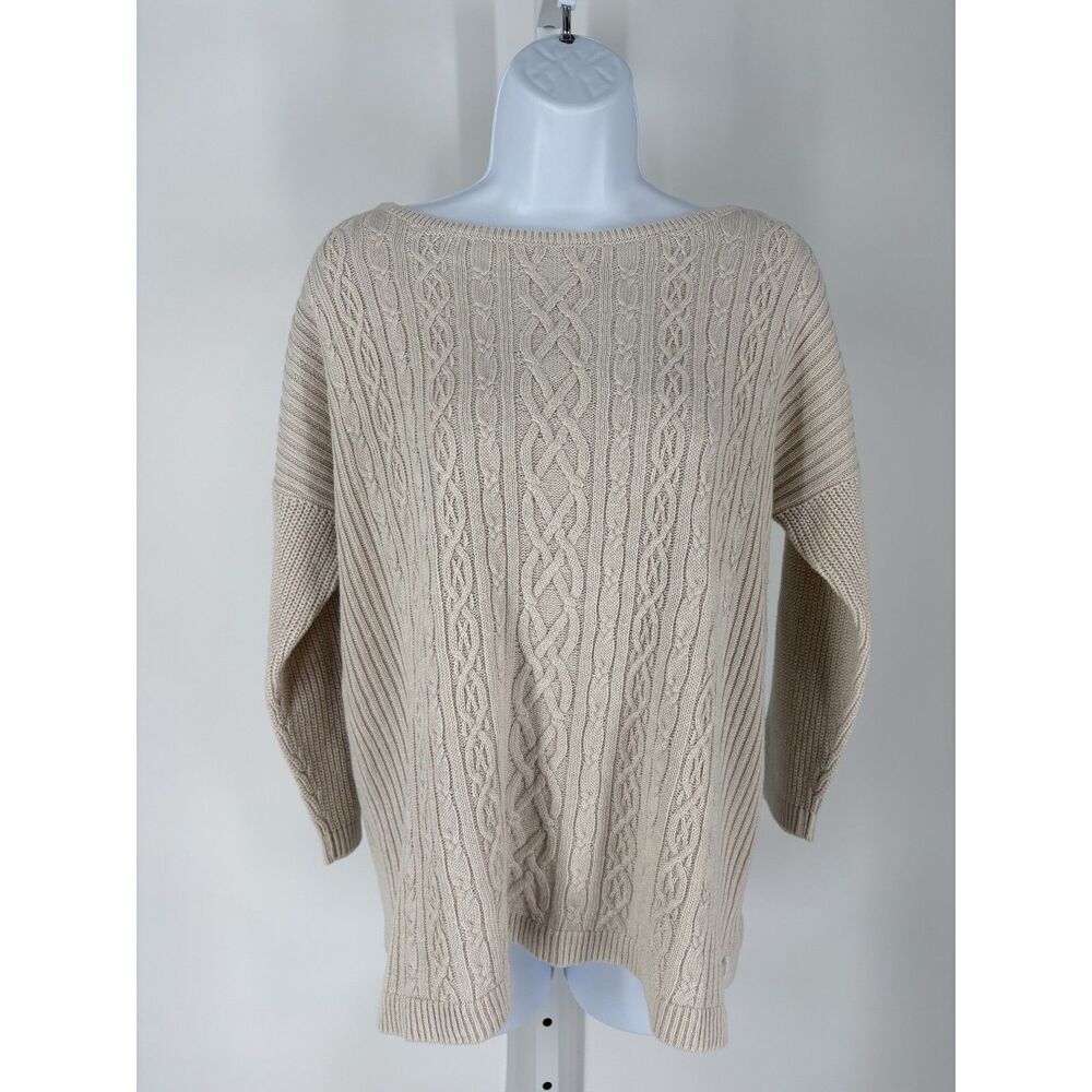 Women’s Cream Cable Knit Sweater | Chunky Knit Long Sleeve Cozy Pullover Top